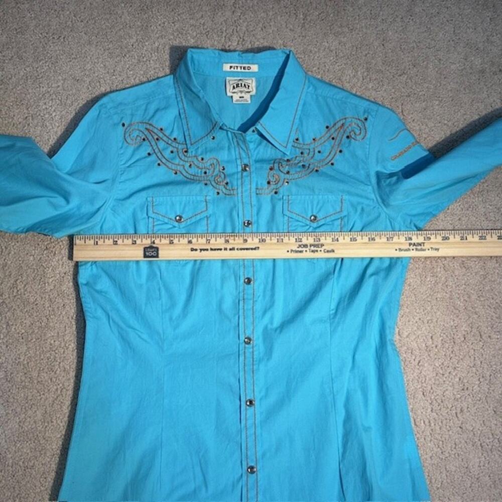 Ariat Shelby Fitted Western Shirt Womens Medium Blue Radiance Snap Front Ranch - Picture 13 of 14